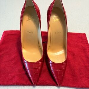 Christian Louboutin Red Croc-Pattern Heels
